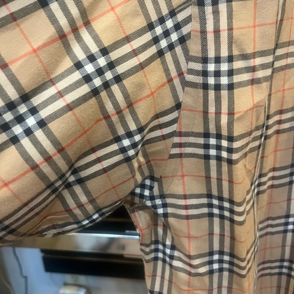 Burberry Beige and Black Plaid Button Down Shirt - Picture 6 of 9